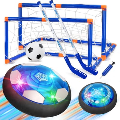 Hockey Voetbal Set - Drijvende Bal - Binnen Spelen - Met LED Verlichting - 3 Goals - Wit