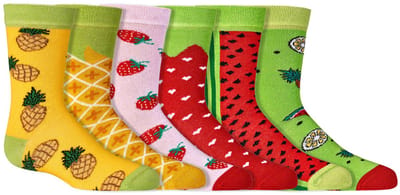 Kindersokken | Grappige sokken | Print: Fruit | Kleur: Meerkleurig | Maat: Diverse maten | 6 paar