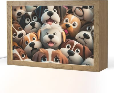 Nachtlampje 30x20 cm - Kinder lampje - Hond - Dieren - Patronen - Bruin - Meisjes - Jongens - Tafellamp kinderkamer - Slaapkamer lamp - Bedlamp kinderen - Kinderlampje stopcontact - Wandlamp babykamer - Nachtlampjes