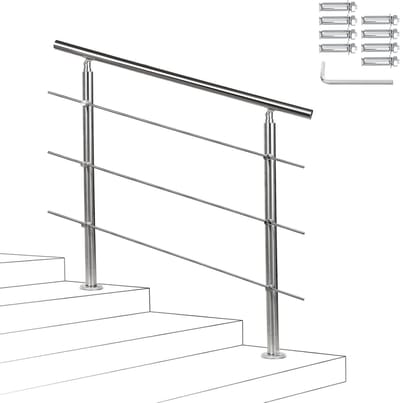 Trapleuning Buiten - Buitenleuning Trap - Veiligheid Bieden - Hoekverstelbaar - 160 cm - Roestvrij Staal