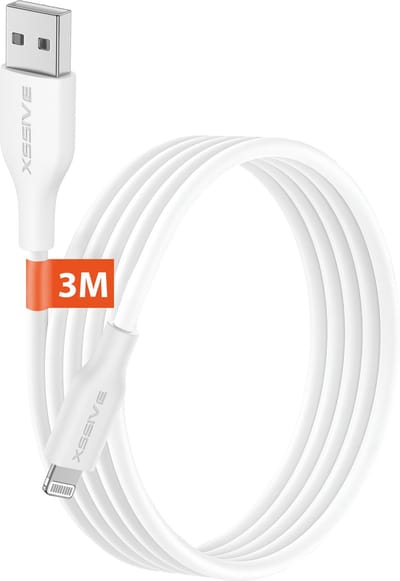 Lange USB naar geschikt voor Lightning Kabel 3 Meter - Geschikt voor Apple CarPlay, iPad, AirPods, iPhone 14, 13, 12, 11, X, 8 Oplader Kabel - Origineel Xssive