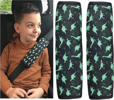 Kindergordelbeschermers met Dinosaurus Motief - Comfortabel en Veilig voor Kinderen en Baby's - Voor Auto, Fiets, Kinderwagen en Vliegtuig