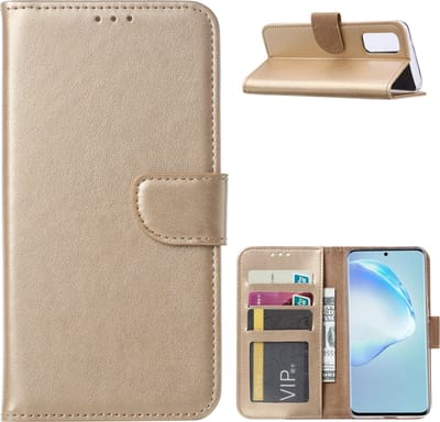 Hoesje Geschikt Voor Samsung Galaxy S20 Hoesje met Pasjeshouder - Goud