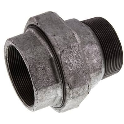 Rp 2 1/2'' x R 2 1/2'' F/M Verzinkt Gietijzeren Borstnippel 3-delig met Conische afdichting 25 Bar - FL2S-FM-IZ-212R-C