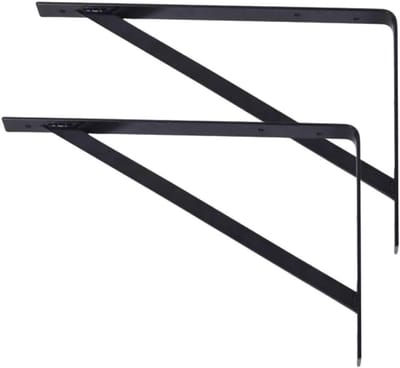Plankhouders Set - Zwarte Steunen - Wandmontage Planken - Robuust Ontwerp - 40 x 27 cm - Zwart