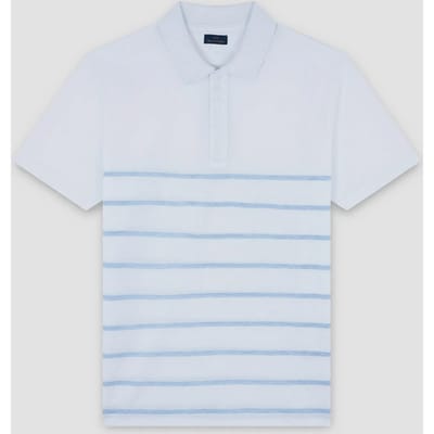 Paul & Shark Fine Piqué Cotton Polo Shirt Linen Details Wit-Blauw / male