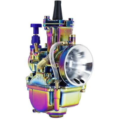 Carburateur met powerjet tussen gepolijste lucht + draaibare bocht + trekker-smoorklep P2R PWK 26