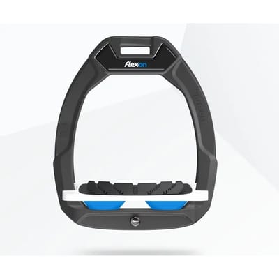 Veiligheidsstijgbeugels Paardrijden Ingebogen Grip Antraciet/Wit/Blauw Flex-On Safe-On