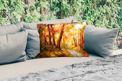 Buitenkussens - Tuin - Schilderij - Herfst - Bos - Olieverf - 50x30 cm