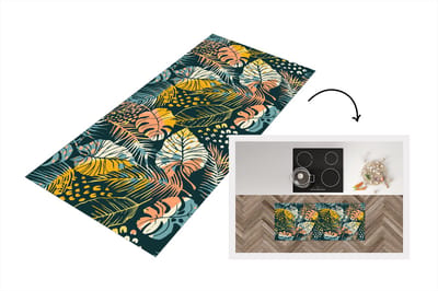 Keukenloper - Loper keuken - Tropische bladeren - Zomer - Patronen - 120x50 cm - Keukenloper vinyl