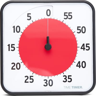 Time Timer® Original Medium – Zwart met Rode Schijf | Visuele Timer 60 Minuten