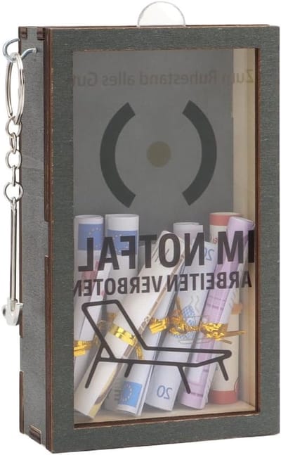 Houten noodkist – Origineel en leuk cadeau voor verjaardag, bruiloft of retraite – Decoratieve box met hamer voor mannen en vrouwen – Praktisch en stijlvol geschenk