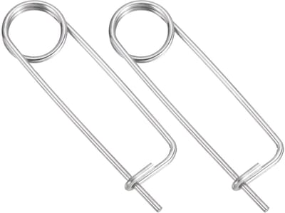 2 stuks roestvrijstalen broche zekeringpennen 0,08 x 2,95 inch (2 x 75 mm) broche vorm zekeringsveerpen snelsluiting voor tuin boerderij gazon rechthoekig