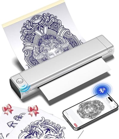 Luxe Tattoo Stencil Printer – Thermische Printer – Draadloos – Bediening via App – Multifunctioneel Design – Zilver