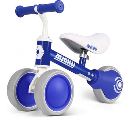 AyeKu - Baby Peuter Loopfiets - Stille Wielen - Verstelbare Zitting - 1-3 jaar - Blauw