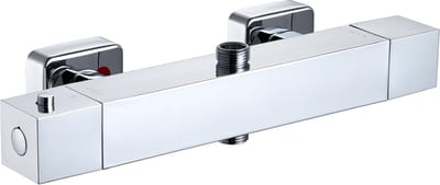 Auralum Max Thermostatische Douchekraan - Douchemengkraan met 2 Uitgangen - Vierkante douchekraan - met 38°C Veiligheidsknop - 15 cm Hartafstand - Chroom