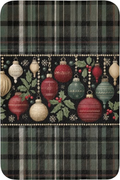 Badmat 60x90 cm - Antislip - Kerstballen - Rood - Hulsttakken - Patroon - Badmatten voor badkamer - Badkamermat - Douchemat - Badkamer mat