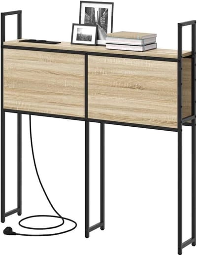 Hoofdbord met Planken - Bedombouw Opbergruimte - Slaapkamer Organisatie - Geïntegreerd Oplaadstation - 93 cm Breed - Sonoma Eiken