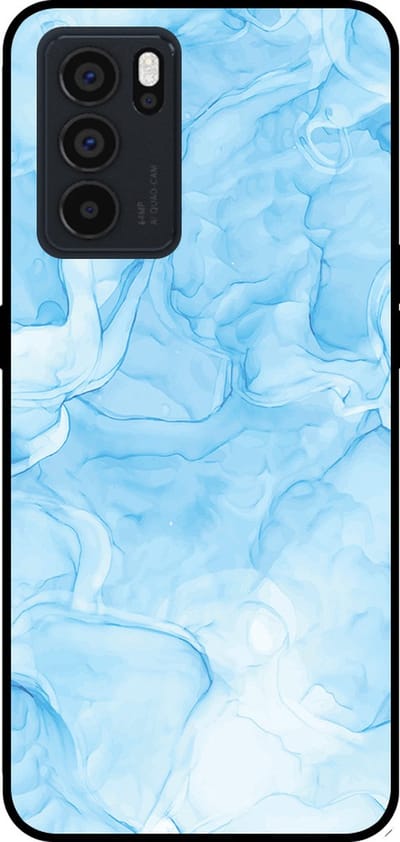 Smartphonica Telefoonhoesje Geschikt voor Oppo Reno6 Pro met marmer opdruk - TPU backcover case marble design - Lichtblauw geschikt voor Oppo Reno6 Pro