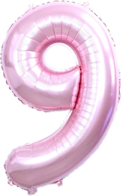 Folie Ballon Cijfer 9 Jaar Roze 70Cm Verjaardag Folieballon Met Rietje