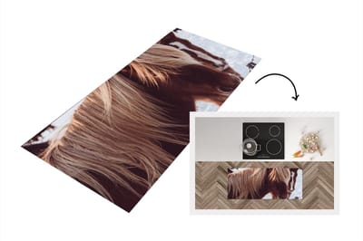 Keukenloper - Loper keuken - Paarden - Sneeuw - Hek - 120x50 cm - Keukenloper vinyl