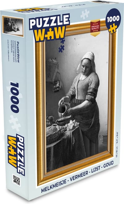 Puzzel Melkmeisje - Vermeer - Lijst - Goud - Legpuzzel - Puzzel 1000 stukjes volwassenen
