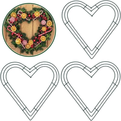 3 Stuks Draadkransen 30 cm Metaal Wreath Frame, Groene Hart Draadkrans Basis voor Kerstdecoratie, Tuin, Huisdecoratie en DIY Ambachten