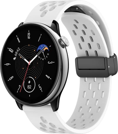 Siliconen bandje - geschikt voor Garmin Venu (2 Plus) / Venu SQ (2) / Vivomove (Style - Sport) / Vivoactive 3 / 5 / 6 / Forerunner 55 / 165 / 245 / 645 / 570 - 42mm - wit