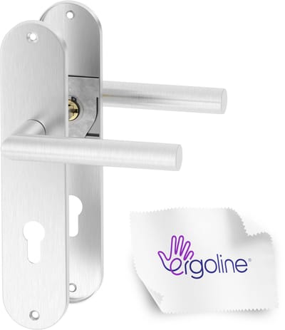 ERGO line Deurbeslag set Binnendeur - Sigma - Deurkruk Roestvrij Staal RVS - met profielcilindergat PC55 - deurgrepen voor cilinderslotdeuren, Renovatiebeslag, Deurklink met schild, langschild deurkrukset
