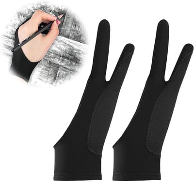 Set van 2 Tekenhandschoenen voor Digitale Kunstenaars, Elastische Handschoenen voor Touchscreens en Tekenen op Monitoren (20.5 x 8 cm)