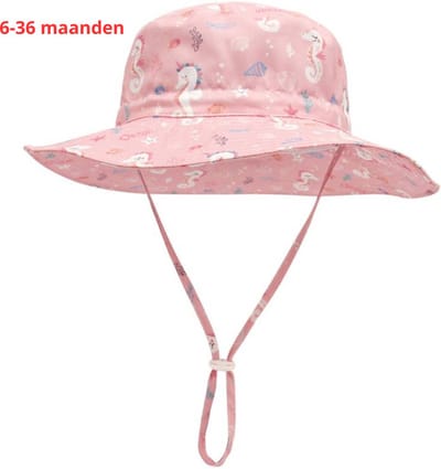 Livano Zonnehoed - Reishoed - UV Beschermende Hoed - Bucket Hat - Festival - Pet - Hoedje Voor Baby - Hoofdbescherming - Roze Paard - 3-36 Maanden