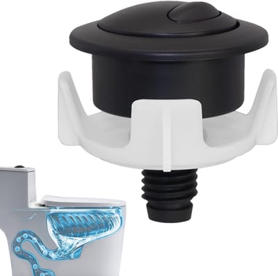 Toilet Spoelknop - Drukknop Reservoir - Waterbesparend Spoelen - Twee Spoelopties - 48 x 54 cm - Zwart