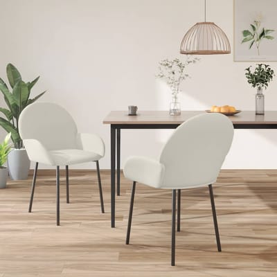 vidaXL Eetkamerstoelen 2 st fluweel crèmekleurig