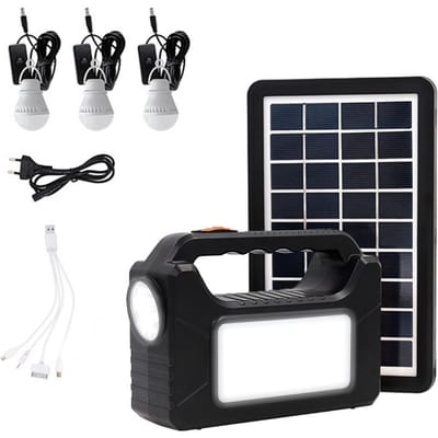 Draagbare Generator LED Zaklamp met Zonnepanelen Handheld LED Verlichting Energiebesparend Zonnelicht EU Plug