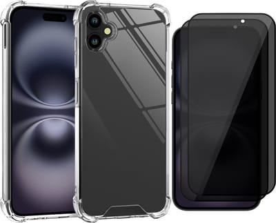 Hoesje geschikt voor iPhone 16 - 2x Privacy Screenprotector Volledig Dekkend Glas - Shockproof Transparant met Extra Hoekbescherming