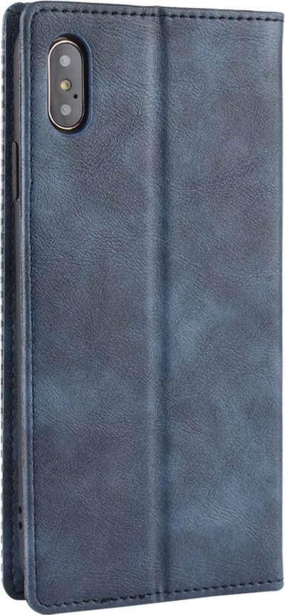 Peachy Vintage kunstleer Wallet Case geschikt voor iPhone X XS - Blauw hoesje