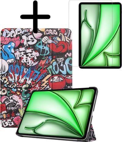 Hoesje Geschikt voor Apple iPad Air 6 (2024) - 11 inch - 6e Generatie - M2 - Met Screenprotector - Trifold Bookcase - Hard Cover - Hardcover Book Case - Tablet Hoes - Graffity