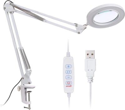 Led Vergrootlamp met Klem - 72 LED - 8x Vergroting - 3 Kleurmodi - 10-traps Dimbaar - Werkpleklamp voor Lezen en Knutselen
