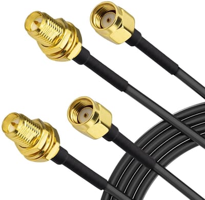2x RP-SMA Verlengkabels voor WiFi Antenne & Netwerkapparatuur - 2 Meter RG174 Kabel