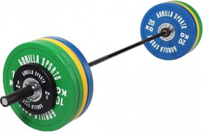 Gorilla Sports Olympische Halterset 140 kg - Gewichten met halterstang - Incl veersluitingen