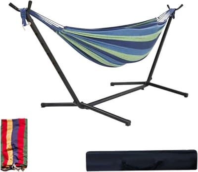 Dubbele Hangmat - Kampeerhangmat Standaard - Ontspannen Buiten - Inclusief Draagtas - 250 kg Capaciteit - Blauw