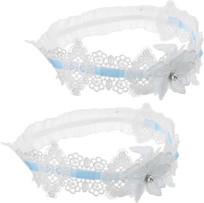 Bruidskant Kousenbanden - Bruidsbeen Accessoires - Bruiloft Aankleden - Bloemen Decoratie - 21 x 6 cm - Multi
