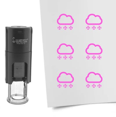 CombiCraft Stempel sneeuw 10mm rond roze inkt - per 1 stuk