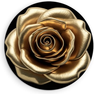 Saammp Muurcirkel Hout - Goude Roos - bloemen - Natuur - Abstract - Ø 90 - Wandcirkel - Wanddecoratie Cirkel - Muurdecoratie Woonkamer - Kantoor Decoratie