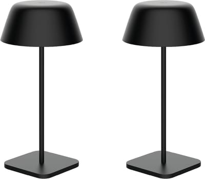 Luxus Europe - Tafellamp Paros - Set van 2 Zwart - Draadloze Tafellamp Binnen & Buiten - Oplaadbaar - USB-C - Dimbaar - Warm Wit - Waterbestendig