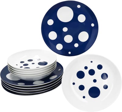 MamboCat 12-delig servies PULA DARK BLUE porselein voor 6 personen