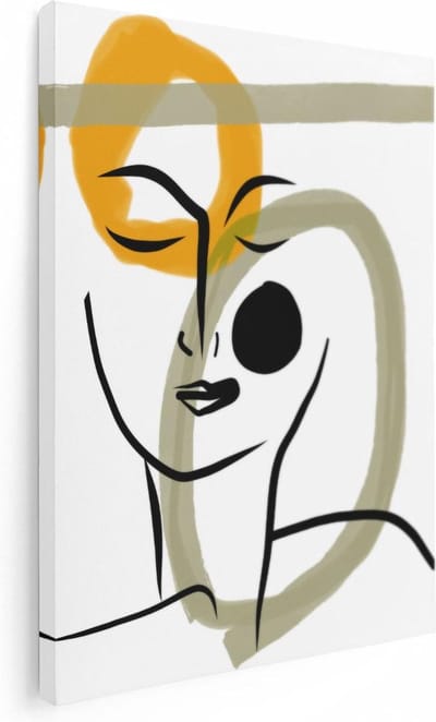 Artaza Canvas Schilderij Line Art Vrouw - 30x40 cm - Klein - Wanddecoratie Abstract - Muurdecoratie Woonkamer - Kamer Accessoires
