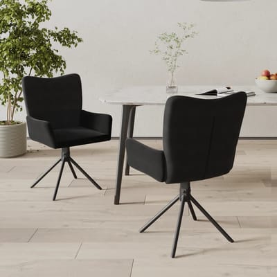 vidaXL - Eetkamerstoelen - draaibaar - 2 - st - fluweel - zwart