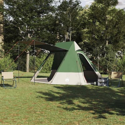 vidaXL Camping Tent met dak met opslag Groen 482 x 360 x 227 cm taft