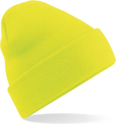 Beechfield Beanie Wintermuts - 100% soft Acryl - geel - Super soft - Brede omslag band - dames/ heren